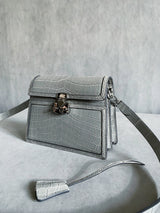 Cookie Shoulder Bag Croco Pearl Grey