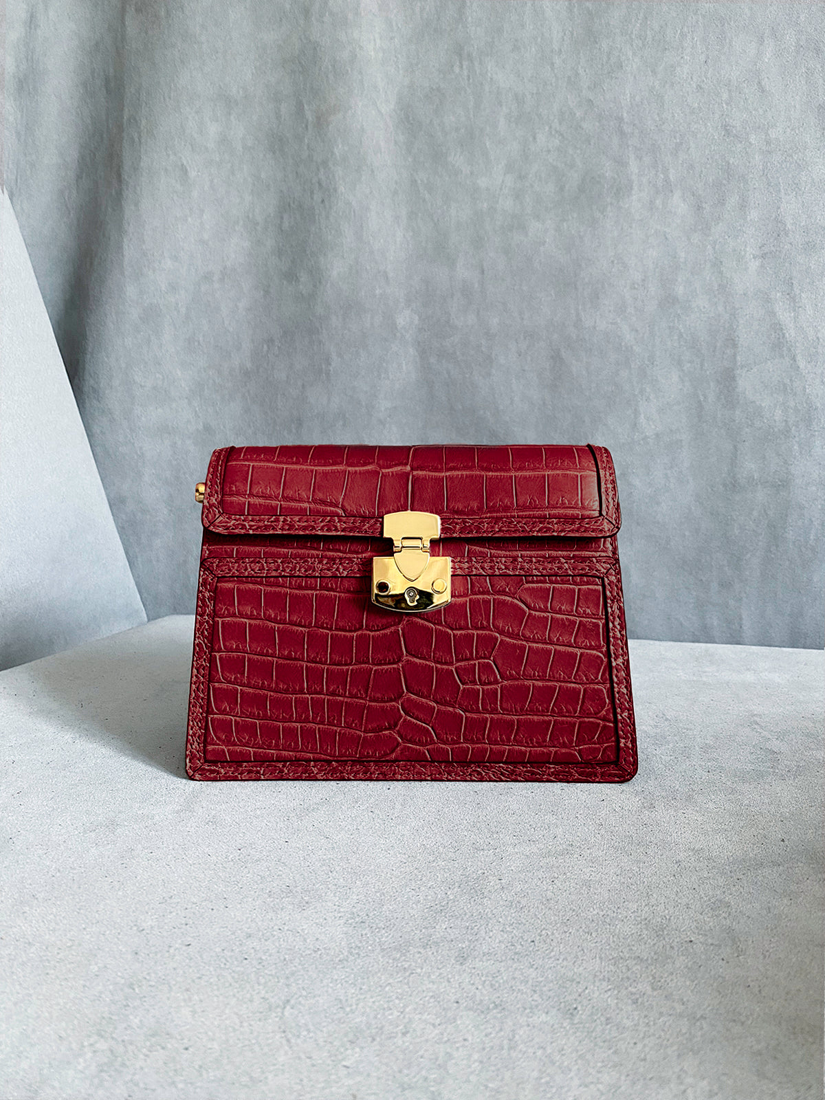 Cookie Shoulder Bag Croco Pearl Grey